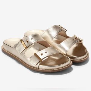 Cole Haan Marisol Footbed Gold Leather Metallic Slip-on Sandals NWOT